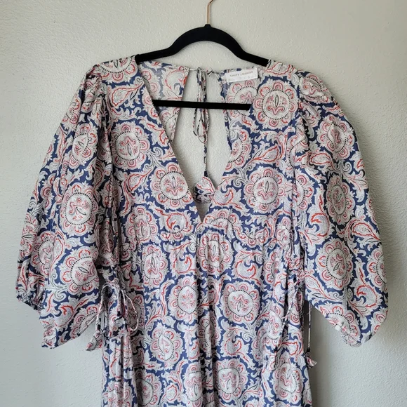 Chufy X MANGO Paisley Printed Tiered Maxi Dress Size 6 Color White Paisley - Picture 8 of 16